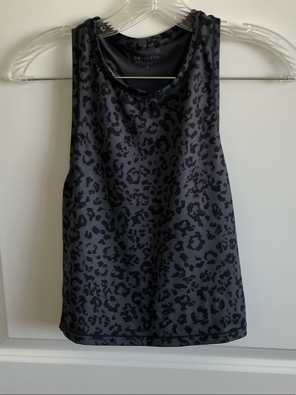 Athleta Black and Charcoal Leopard-Print Tank